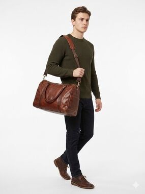 Vintage I Ponti Firenze Italian Leather Duffel Bag - Large Weekender Orvis Strap